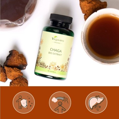 Vegavero Organic Chaga 600 mg, 90 Capsule BENEFICII CHAGA: ajuta la mentinerea functionarii normale a sistemului imunitar, contr