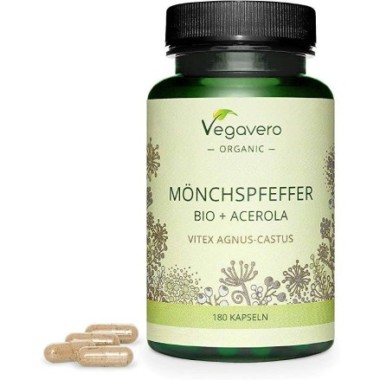 Vegavero Organic Vitex Agnus Castus, 180 Capsule BENEFICII Vitex Agnus Castus: contine un extract de fructe de vitex organic de 