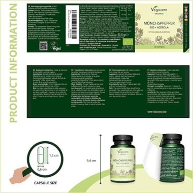 Vegavero Organic Vitex Agnus Castus, 180 Capsule BENEFICII Vitex Agnus Castus: contine un extract de fructe de vitex organic de 