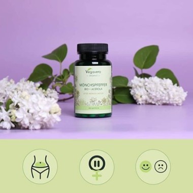 Vegavero Organic Vitex Agnus Castus, 180 Capsule BENEFICII Vitex Agnus Castus: contine un extract de fructe de vitex organic de 