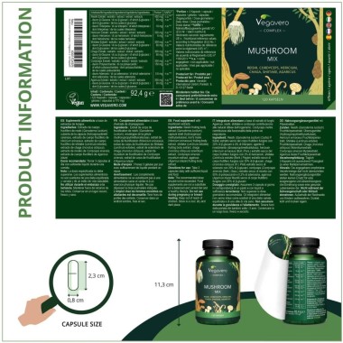 Vegavero Mushroom Mix, 120 Capsule (Mix de ciuperci) Ciupercile medicinale sunt cunoscute pentru densitatea remarcabila de nutri