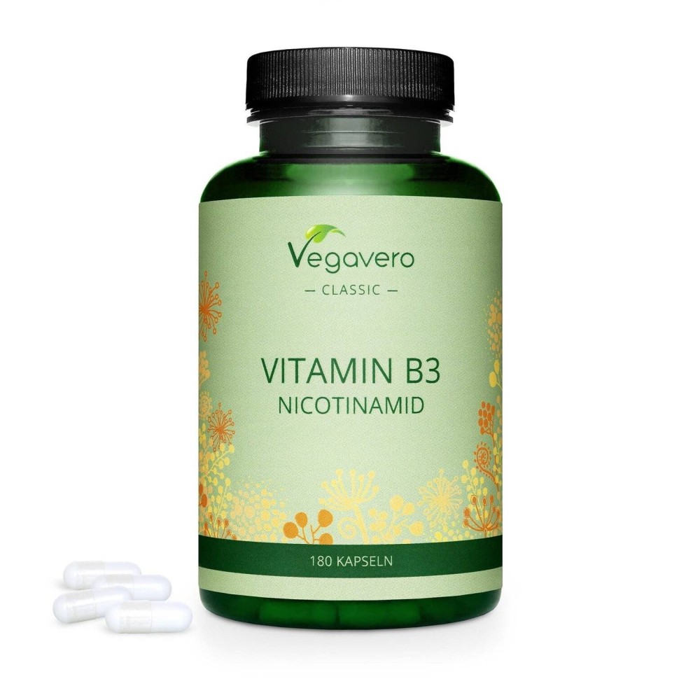 Vegavero Nicotinamide (Vitamin B3) 500 mg, 180 Capsule Nicotinamida este o forma de vitamina B3. Aceasta sustine bunastarea gene Vegavero Nicotinamide (Vitamin B3) 500 mg, 180 Capsule Nicotinamida este o forma de vitamina B3. Aceasta sustine bunastarea gene