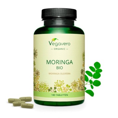Moringa Oleifera Organic 1000 mg 180 Tablete, Vegavero Moringa Oleifera beneficii: contine antioxidanti si compusi antiinflamato