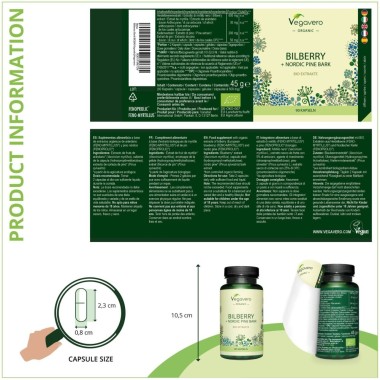 Organic Bilberry & Pine Bark, 90 Capsule (Extract de afine si extract de scoarta de pin nordic) BENEFICII- sursa de antioxidanti