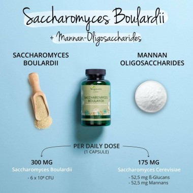 Vegavero Saccharomyces boulardii 6 mldr CFU 120 Capsule Produsul nostru de mare putere ofera 6 miliarde de culturi vii de drojdi