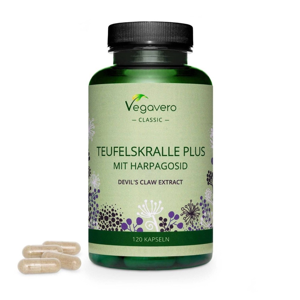 Vegavero Devil's Claw Plus 120 Capsule (Gheara diavolului) Beneficii gheara diavolului: are proprietati antiinflamatorii si anal Vegavero Devil's Claw Plus 120 Capsule (Gheara diavolului) Beneficii gheara diavolului: are proprietati antiinflamatorii si anal