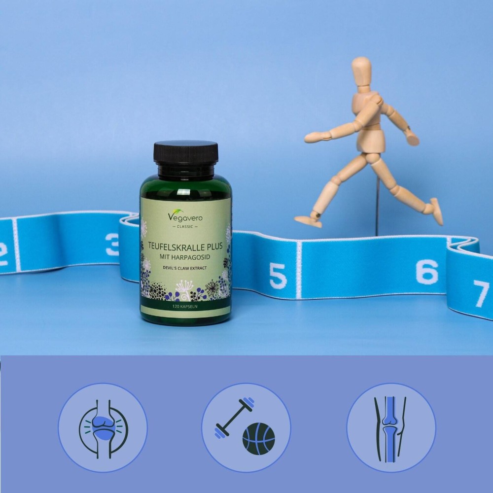 Vegavero Devil's Claw Plus 120 Capsule (Gheara diavolului) Beneficii gheara diavolului: are proprietati antiinflamatorii si anal
