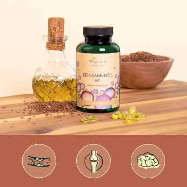 Vegavero Organic Flaxseed Oil 500 mg, 120 Capsule (Ulei din seminte de in) Uleiul din seminte de in contine in mod natural canti