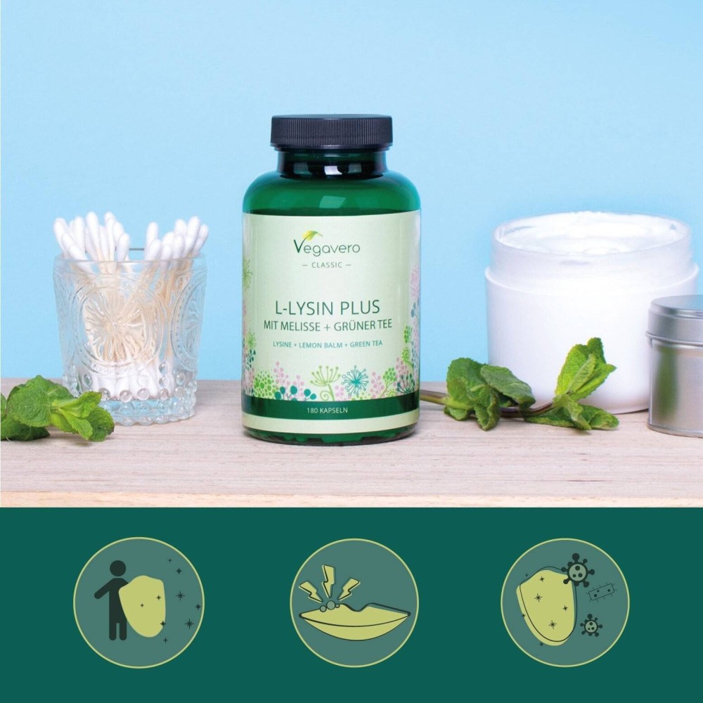 Vagavero L-Lysin Plus, 180 Capsule Beneficii L-Lizina: ajuta la producerea de enzime, hormoni si anticorpi, componenta important