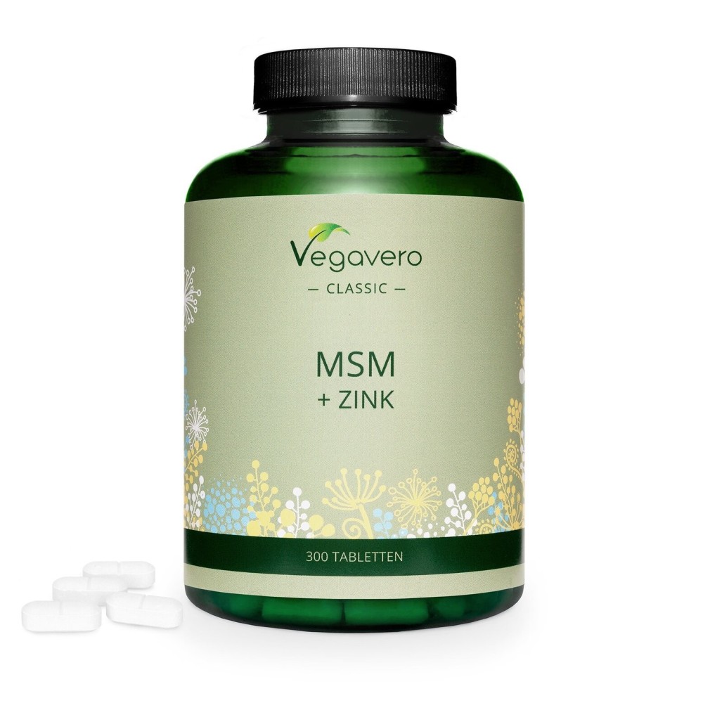 Vegavero MSM + Zinc, 300 Tablete BENEFICII- contribuie la menținerea unui păr, a pielii și a unghiilor normale, contribuie la fu Vegavero MSM + Zinc, 300 Tablete BENEFICII- contribuie la menținerea unui păr, a pielii și a unghiilor normale, contribuie la fu