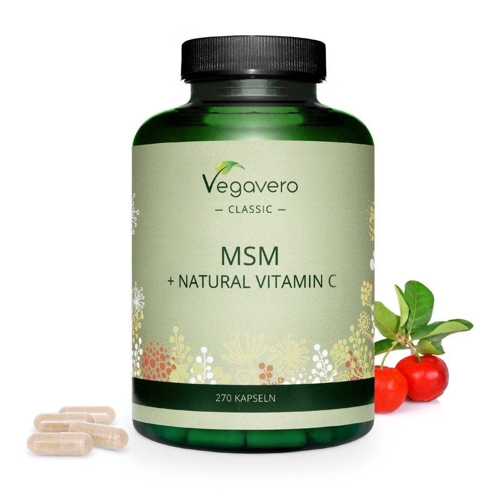 Vegavero MSM + Vitamin C, 270 Capsule BENEFICII MSM, VITAMINA C contribuie la funcționarea normală a sistemului imunitar, contri Vegavero MSM + Vitamin C, 270 Capsule BENEFICII MSM, VITAMINA C contribuie la funcționarea normală a sistemului imunitar, contri