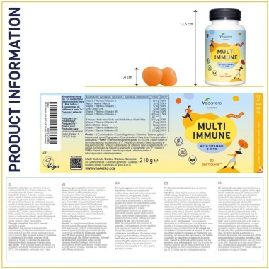 Vegavero Multivitamin Immune Gums, 60 Gume (multivitamine pentru imunitate) BENEFICII Multivitamin Immune: Nutrientii prezenti s
