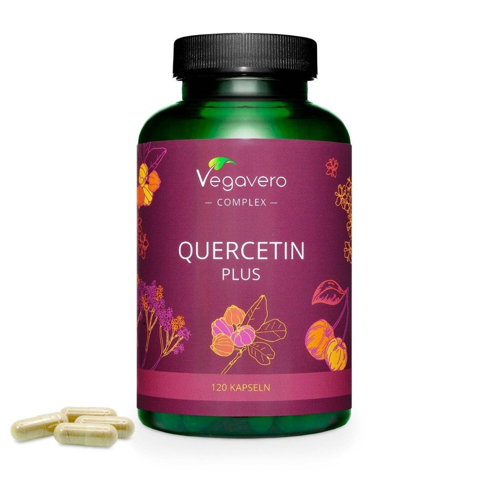 Vegavero Quercetin Plus Complex, 120 Capsule BENEFICII QUERCETIN: ajută la susținerea sistemului imunitar, poate reduce simptome Vegavero Quercetin Plus Complex, 120 Capsule BENEFICII QUERCETIN: ajută la susținerea sistemului imunitar, poate reduce simptome